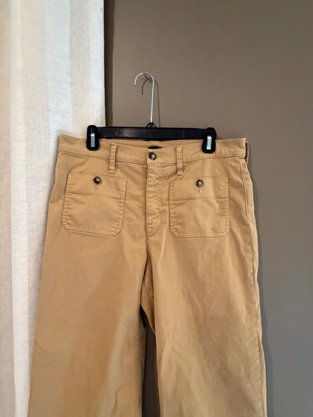 J. Crew Women's Sailor Slim Wide- Leg Cropped Chino Pant Muted Gold, Size 30 P